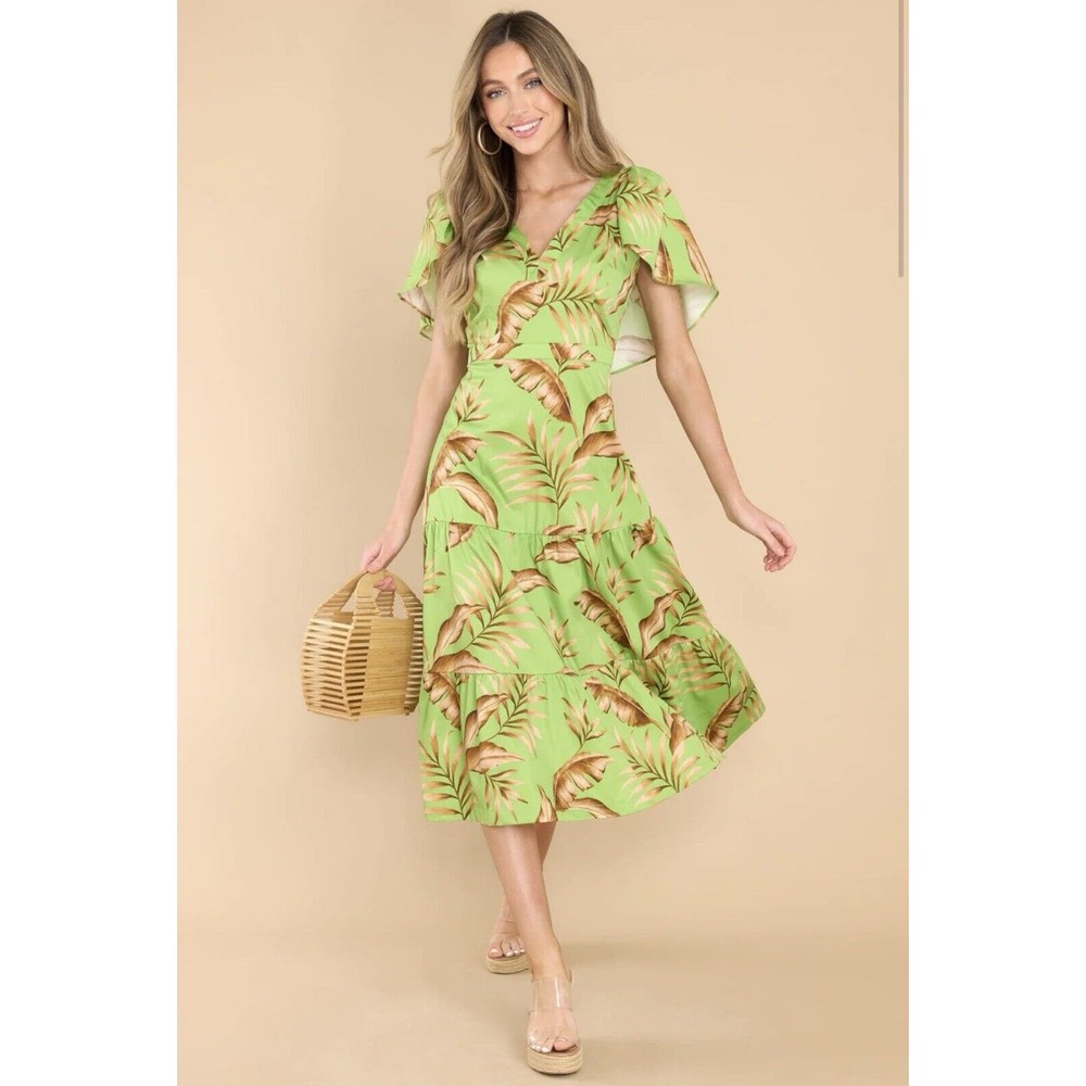 Alden Adair Diana Palma Tiered Midi Maxi‎ Dress Vacation Resort Tropical $392